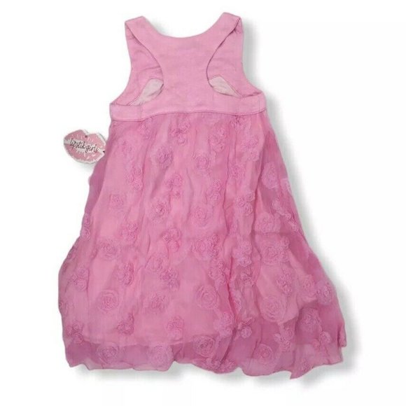 Lipstik Girls Pink Sleeveless Floral Ruffle Dress - Picture 8 of 8